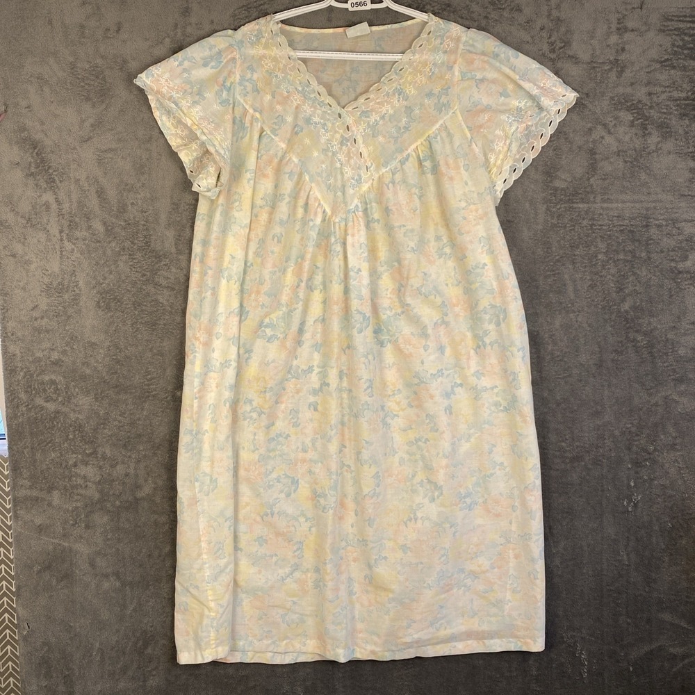 Vintage Gilligan O'Malley thin pastel cotton nightgown grandmacore XL